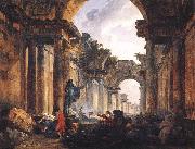 ROBERT, Hubert Imaginary View of the Grande Galerie in the Louvre in Ruins AG oil painting
